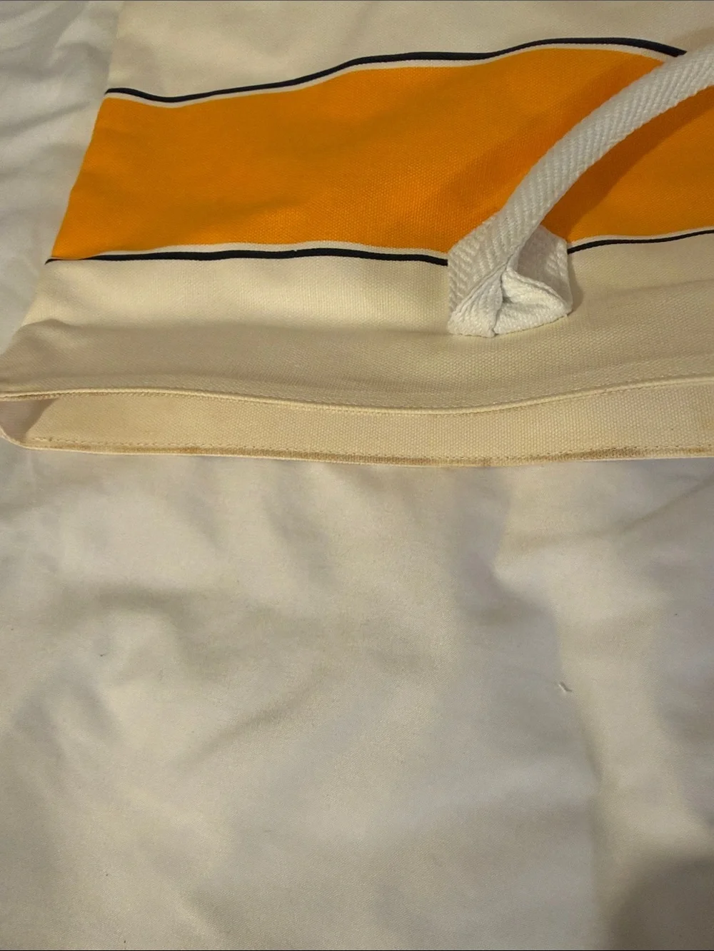 Estee Lauder Orange and White Striped Canvas Tote